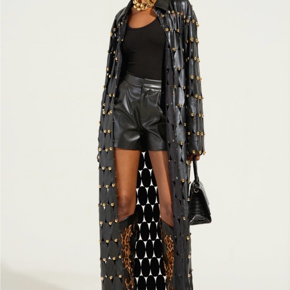 AKIRA Jackets & Blazers - AKIRA Black and Gold Studded Trench Coat